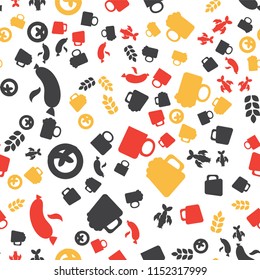 Oktoberfest Seamless Pattern. Colorful Beer Festival Ornament for print, cloth, wallpaper, backdrop. Vector