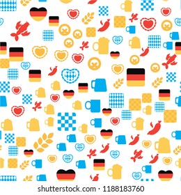 Oktoberfest Seamless Pattern. Colorful Beer Festival Ornament for print, cloth, wallpaper, backdrop. Vector