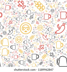 Oktoberfest Seamless Pattern. Colorful Beer Festival Ornament for print, cloth, wallpaper, backdrop. Vector
