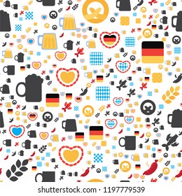 Oktoberfest Seamless Pattern. Colorful Beer Festival Ornament for print, cloth, wallpaper, backdrop. Vector