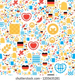 Oktoberfest Seamless Pattern. Colorful Beer Festival Ornament for print, cloth, wallpaper, backdrop. Vector