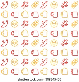 Oktoberfest seamless pattern. Food and drink. Beer festival. Vector