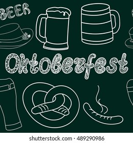 Oktoberfest seamless pattern. Hand drawn illustrations.