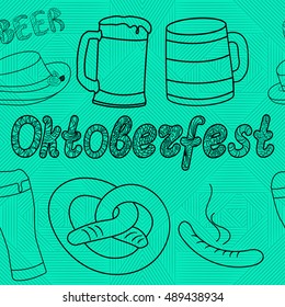 Oktoberfest seamless pattern. Hand drawn illustrations. Zen tangle
