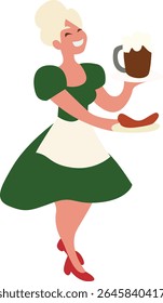Oktoberfest Serving Beer Sausage Oktoberfest Girl