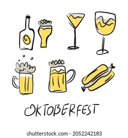 Oktoberfest set of beer festival celebration illustration vector