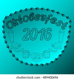 Oktoberfest set of beer. Hand drawn illustrations. Coloring zen tangle with frame
