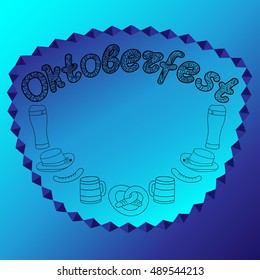 Oktoberfest set of beer. Hand drawn illustrations. Coloring zen tangle with frame