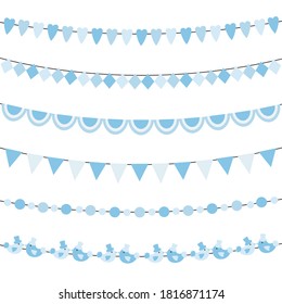 Oktoberfest set of flags, bunting, garland. Buntings garlands isolated on white background.