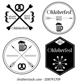 Oktoberfest - set of flat vector logo elements, stickers. Corporate identity design collection with traditional symbols