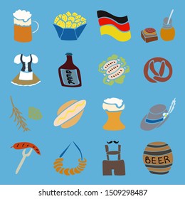 Oktoberfest set. Hand drawn oktoberfest icons. Vector illustration. EPS 10