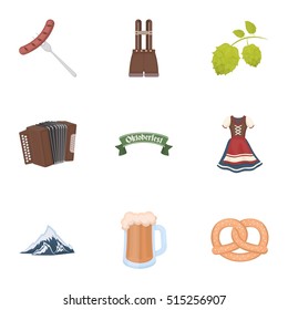 Oktoberfest set icons in cartoon style. Big collection of Oktoberfest vector symbol stock illustration