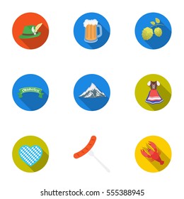Oktoberfest set icons in flat style. Big collection of Oktoberfest vector symbol stock illustration