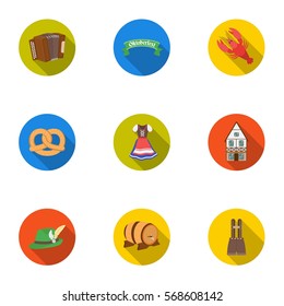 Oktoberfest set icons in flat style. Big collection of Oktoberfest vector symbol stock illustration