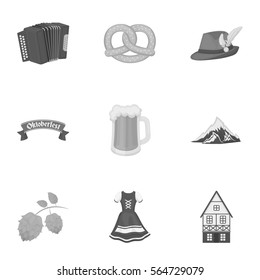 Oktoberfest set icons in monochrome style. Big collection of Oktoberfest vector symbol stock illustration