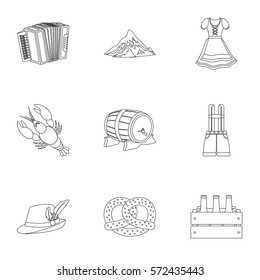 Oktoberfest set icons in outline style. Big collection of Oktoberfest vector symbol stock illustration