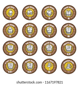 The Oktoberfest. A set of vector funny arithmetic logos of beer elements. For a bar or pub, menus, icons, emblems. Vector illustration .