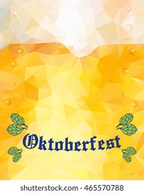 Oktoberfest sign. Hop buds. Vector illustration. Low poly.