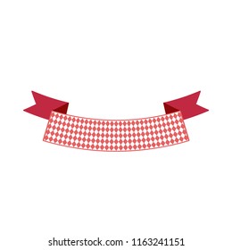 Oktoberfest simple ribbon for banner and headline in bavarian colors. Bar red ribbon. Vector