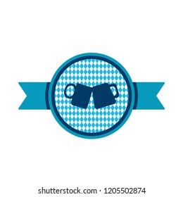 Oktoberfest simple ribbon with beer mug for banner and headline. Vector
