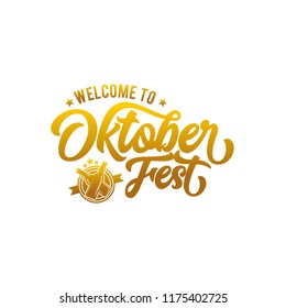 Oktoberfest simple vector lettering, welcome to oktoberfest, oktober, welcome oktober typography, Oktoberfest logotype. Beer Festival vector banner