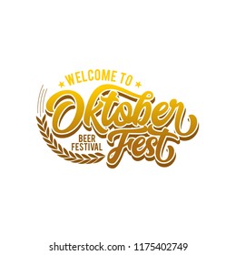 Oktoberfest simple vector lettering, welcome to oktoberfest, oktober, welcome oktober typography, Oktoberfest logotype. Beer Festival vector banner