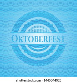 Oktoberfest sky blue water wave style emblem. Vector Illustration. Detailed.