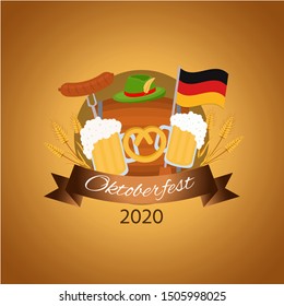 Oktoberfest social media post mockup. Beer Festival. Advertising web banner design template. Social media booster, content layout. Promotion poster, print ads, flat illustration