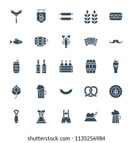 Oktoberfest Solid Web Icons. Vector Set of Beer Glyphs.