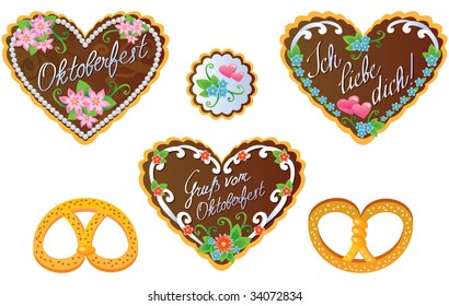 Oktoberfest souvenirs - gingerbread cookies and pretzel