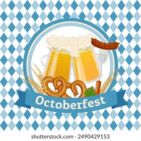 Oktoberfest squared Banner with Pretzels and Beer