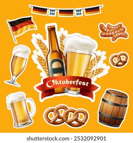 Oktoberfest Aufkleber Set im realistischen Stil