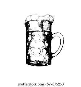 Oktoberfest symbol. Vintage hand sketched glass mug for brewery poster, label or badge. Vector beer festival sign.  