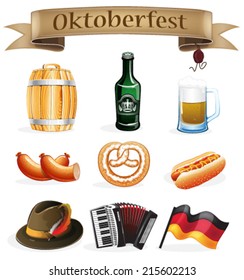 Oktoberfest symbols on a white background