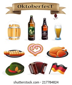 Oktoberfest symbols on a white background