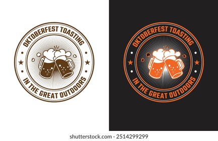 Oktoberfest t shirt design, Expensive Oktoberfest t shirt design, Best Oktoberfest t shirt design, Oktoberfest toasting in the great outdoors, Premium vector for t shirt.