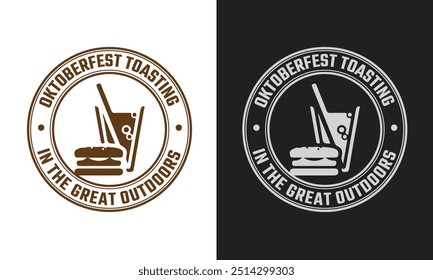 Oktoberfest t shirt design, Expensive Oktoberfest t shirt design, Best Oktoberfest t shirt design, Oktoberfest toasting in the great outdoors, Premium vector for t shirt.