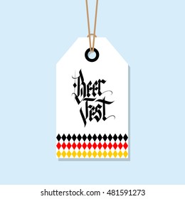 Oktoberfest tag. German Beer Fest label with hand drawn element. Holiday badge design. Vector illustration.