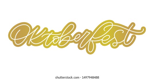 Oktoberfest text banner. Beer Festival Oktoberfest handwritten text. Holiday lettering. Vector for photo overlay, banner, poster, greeting card, party invitation.