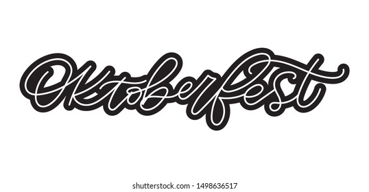 Oktoberfest text banner. Beer Festival Oktoberfest handwritten text. Holiday lettering. Vector for photo overlay, banner, poster, greeting card, party invitation.