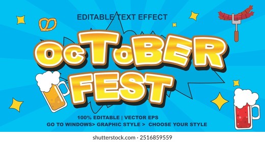 Oktoberfest text effect design, editable eps vector typography effect