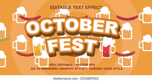 Oktoberfest text effect design, editable eps vector typography effect