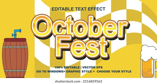 Oktoberfest text effect design, editable eps vector typography effect