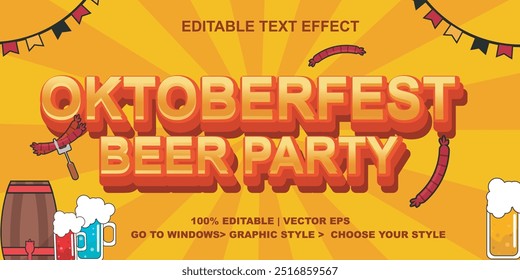 Oktoberfest text effect design, editable eps vector typography effect