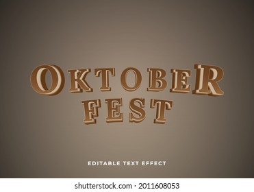 Oktoberfest Text Effect Full Editable. Festival of Beer title with brown theme