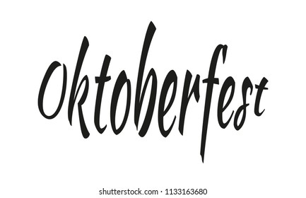 Oktoberfest text isolated on white background. Beer festival lettering typography. Oktoberfest banner, logo, flyer, sticker design element. Vector illustration.