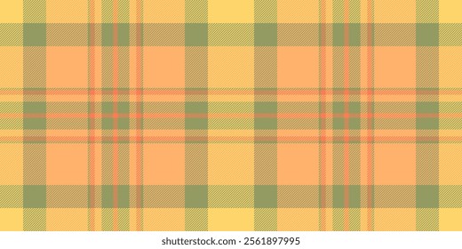 Oktoberfest textile pattern fabric, give check vector background. Autumn texture seamless tartan plaid in orange and lime colors palette.