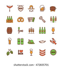 Oktoberfest thin line icons set. Vector illustration for your design