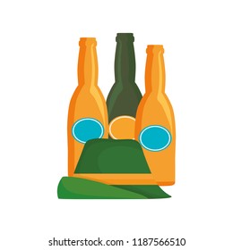 oktoberfest three beer bottles and hat