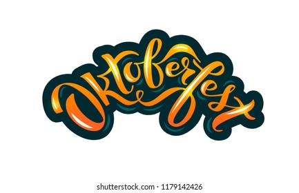 Oktoberfest traditional bavarian festival vector typography illustration for greeting card, invitation, banner, poster, pack, sticker, glass. Beer fest design elements, handwritten lettering. EPS 10.
